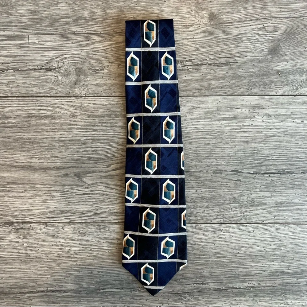 Zylos George Machado Vintage Men’s Neck Tie Geometric Abstract Silk Dressy